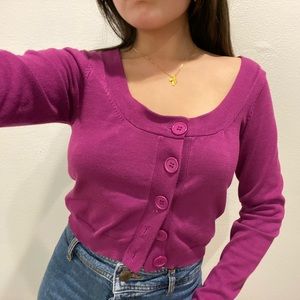 hot pink cropped cardigan